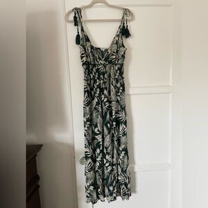 Patrons of Peace Green & White Tropical Maxi Dress Large